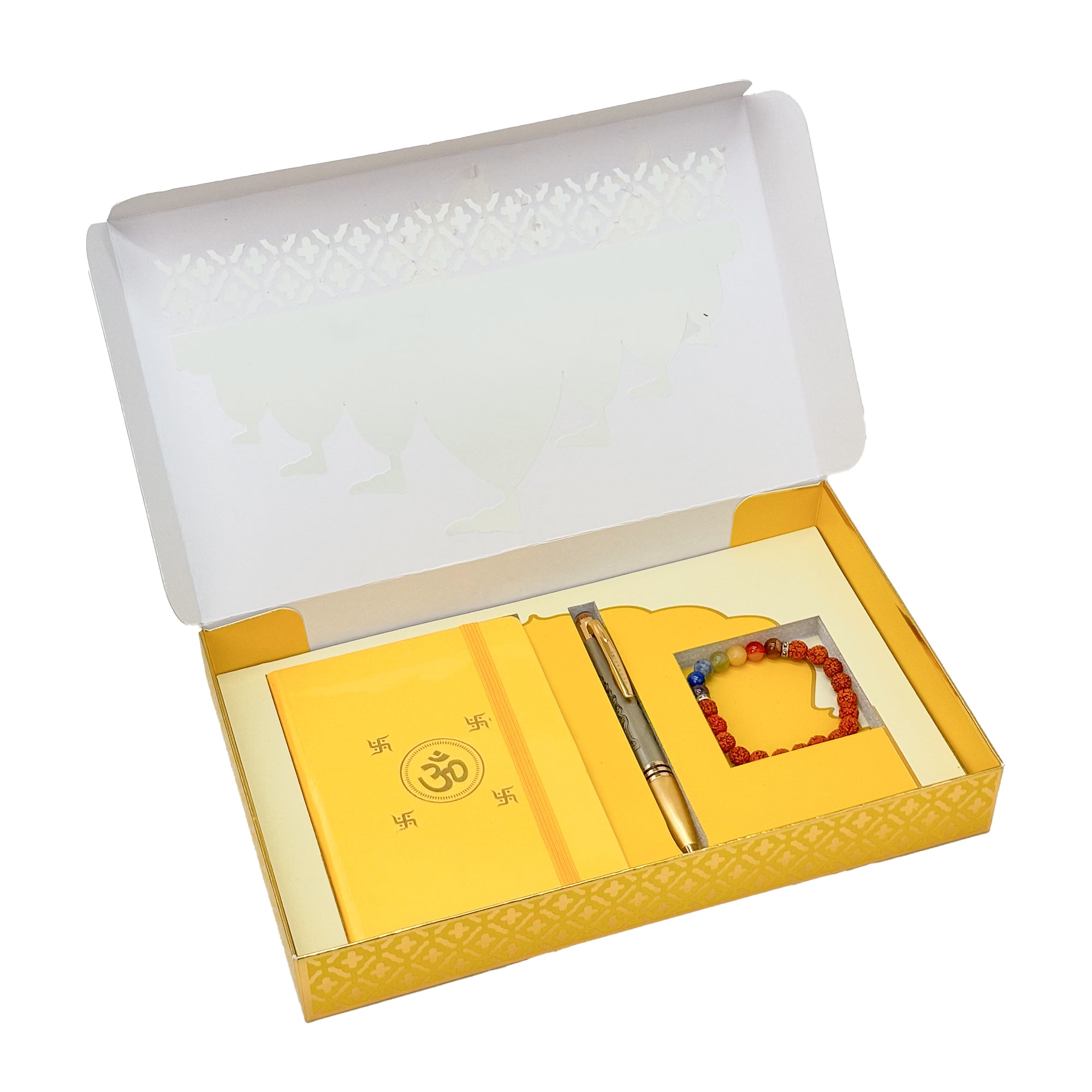 1581 Rudraksh Ball Pen Gift Set with Diary and Bracelet