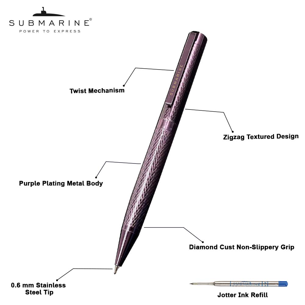 Purple Plate Textured Design Ball Pen