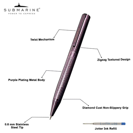 1011 Purple Plate Textured Design Ball Pen
