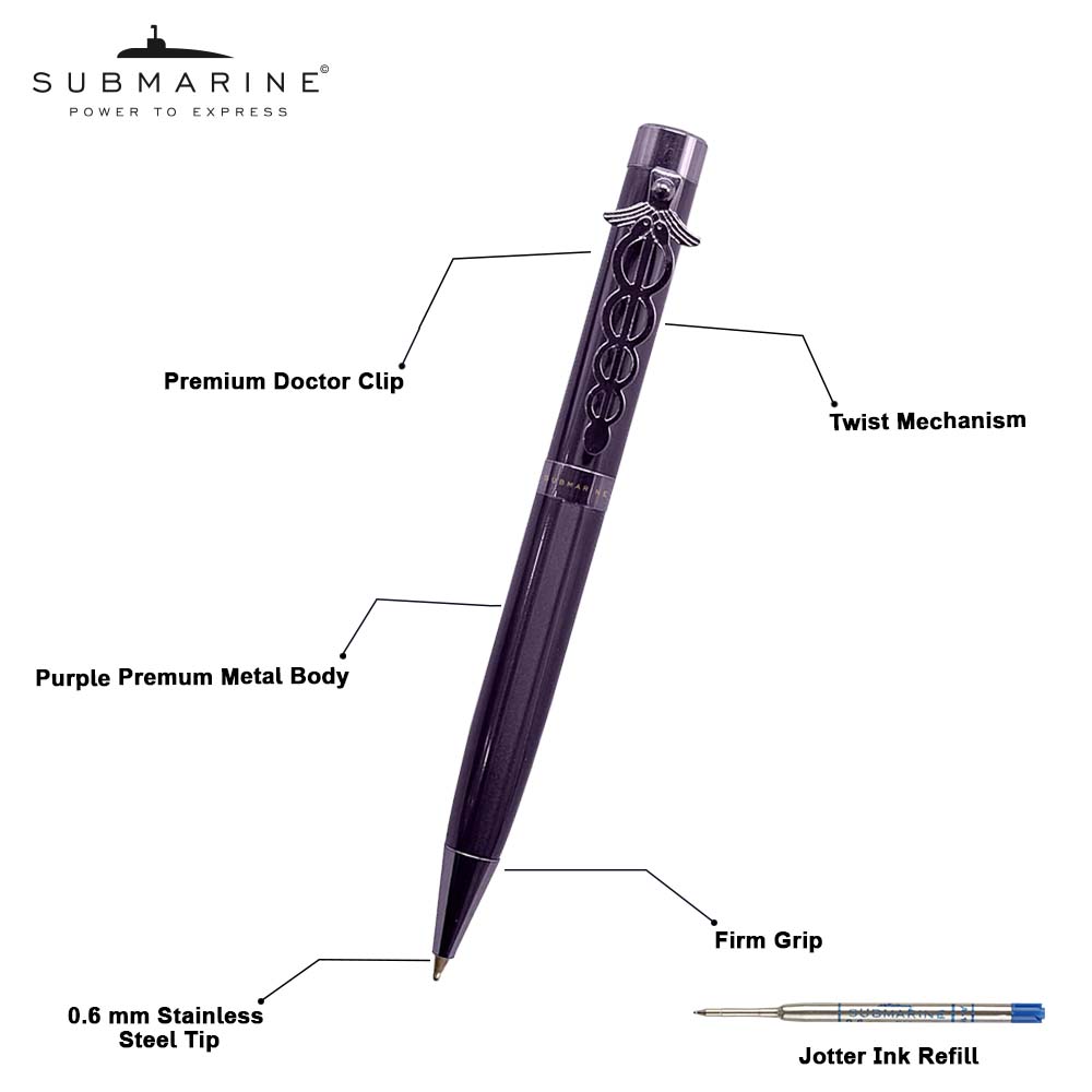 Doctor Clip Purple Ball Pen