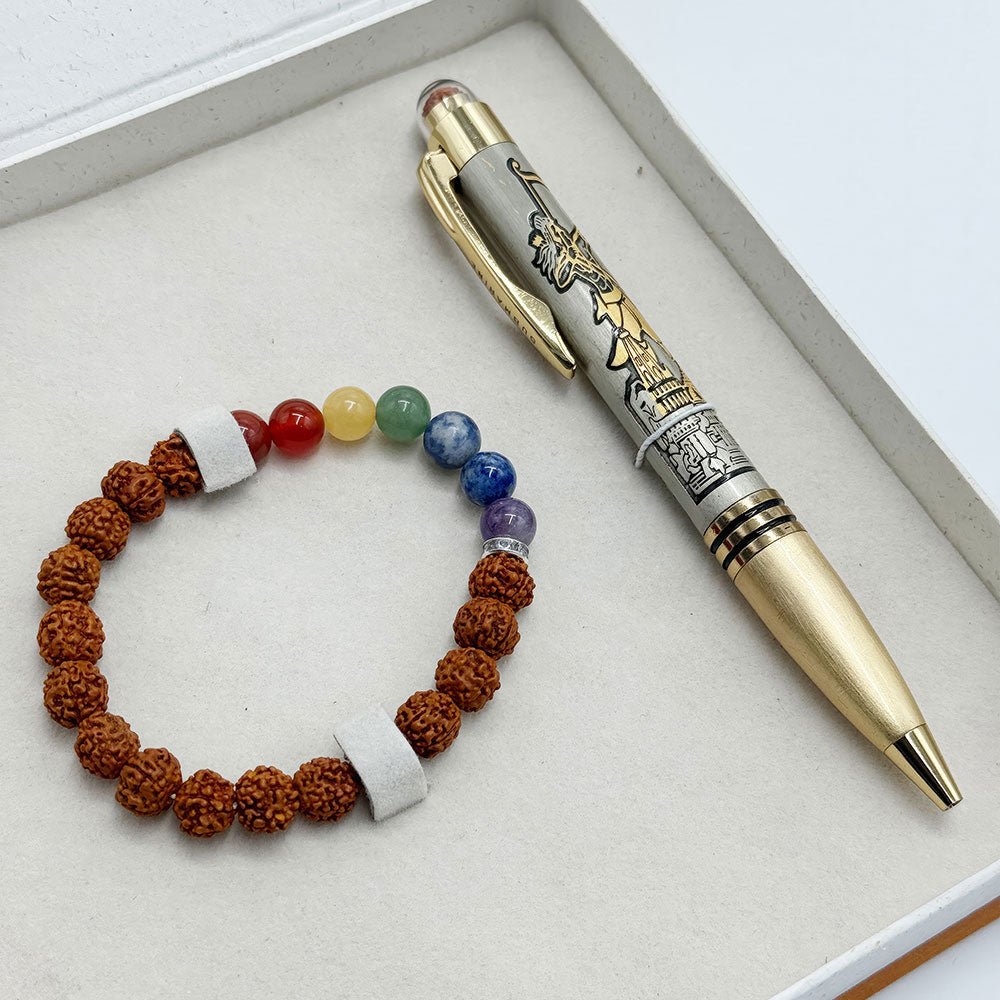 1054 Lord Ram Bhagwan Rudraksh Ball Pen & Bracelet Set