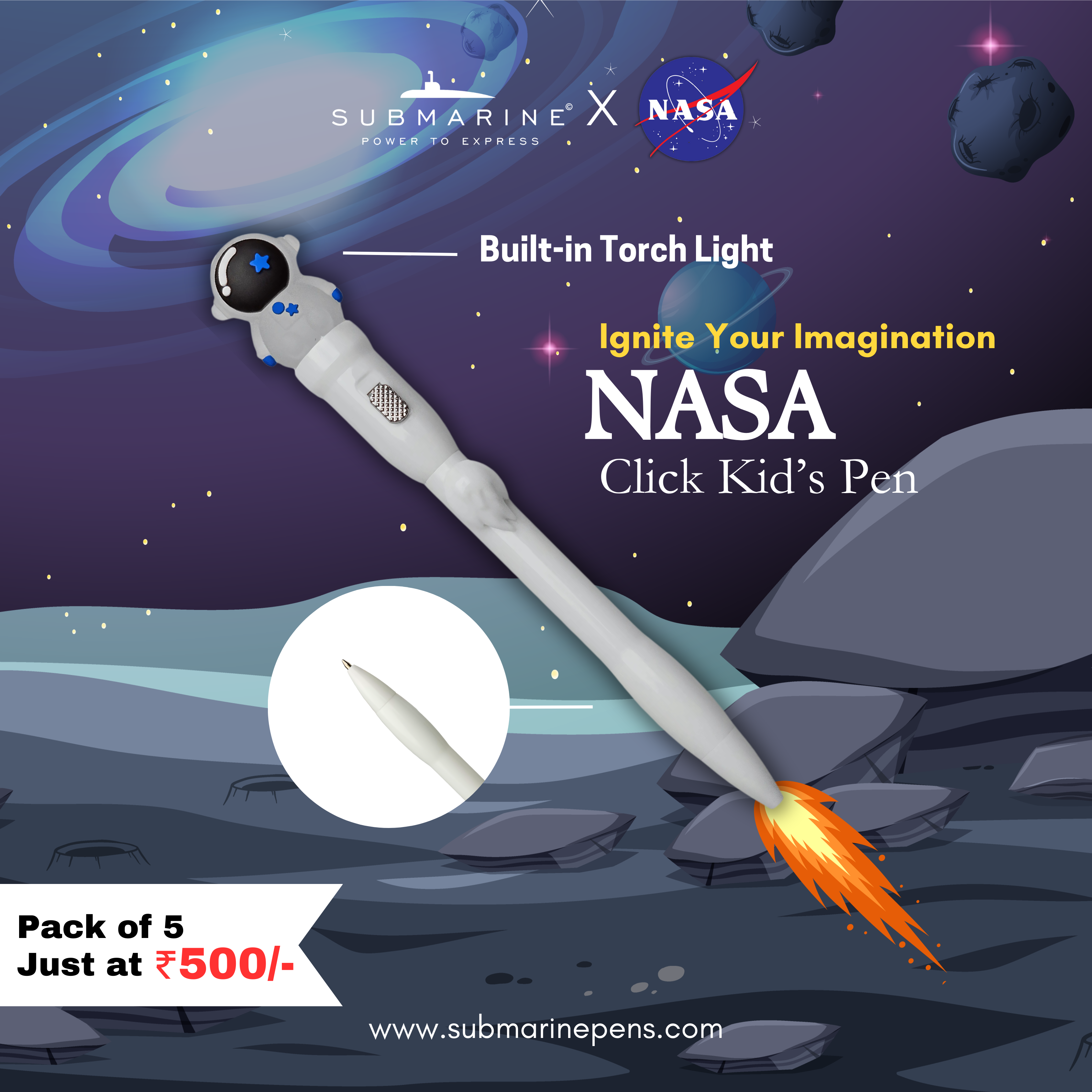 1609 Nasa Click Kids Pen Pack of 5