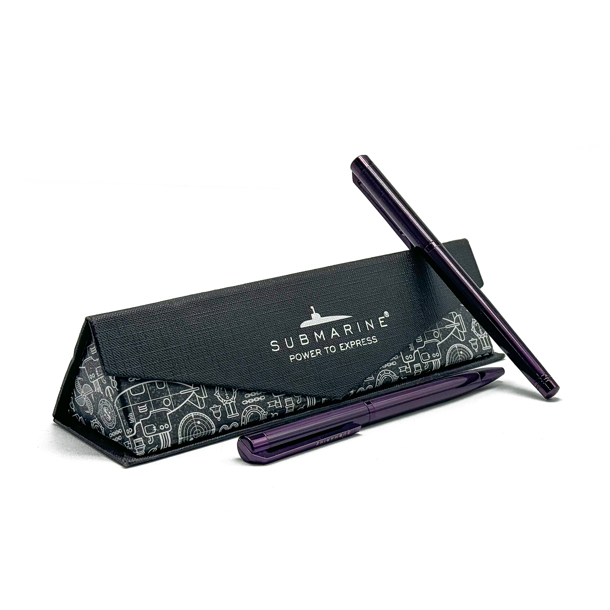 1012 Purple Plate Ball Pen & Roller Pen Combo(Pack Of 2) with combo box