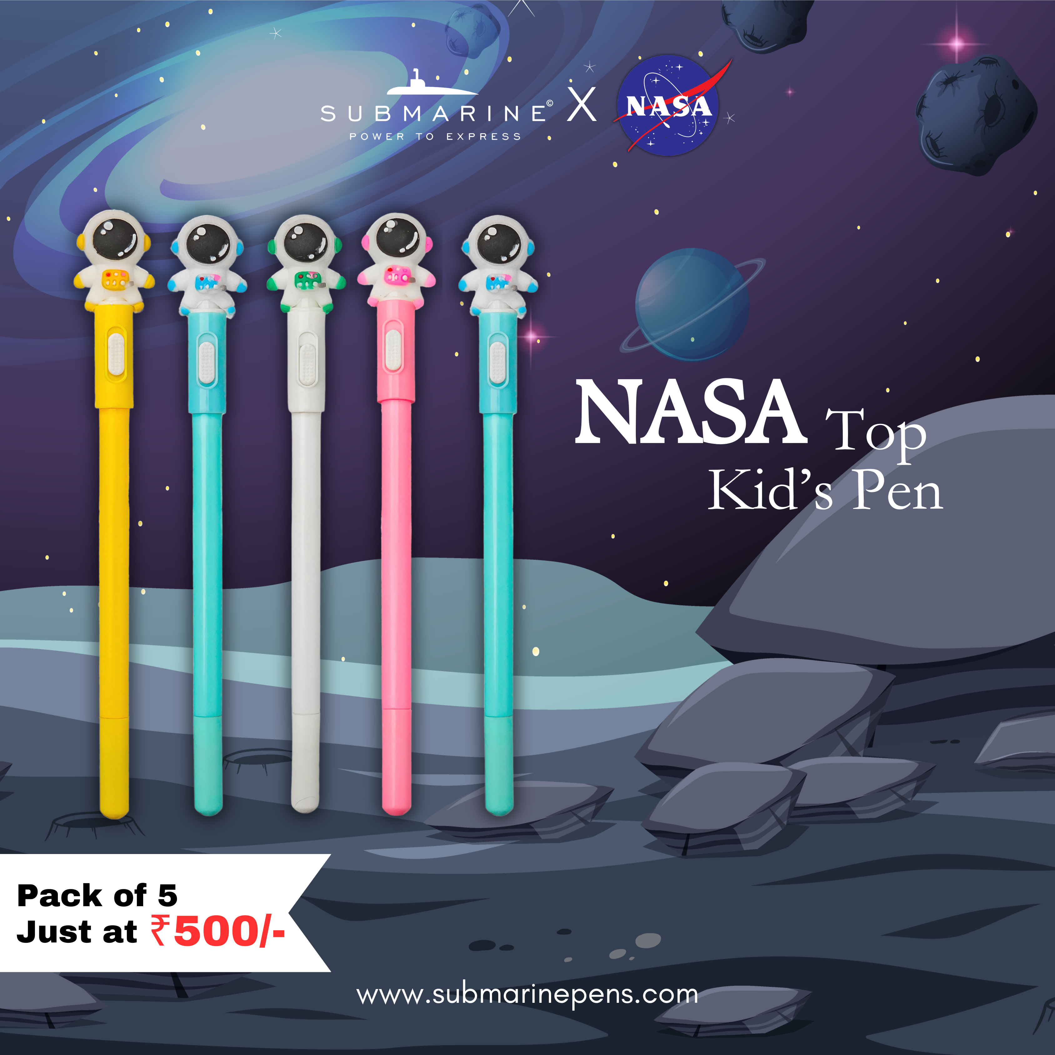 1612 Nasa Top Kids Pen Pack of 5