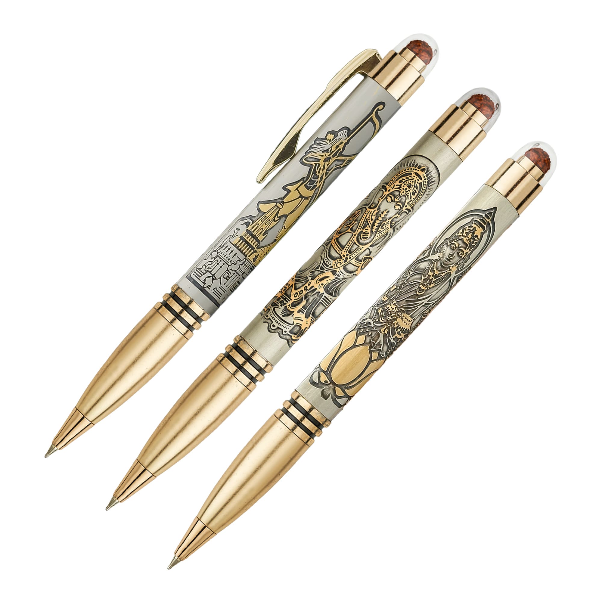 Laxmi & Ram Bhagwan & Ganesha Rudraksha Ball Pen Combo