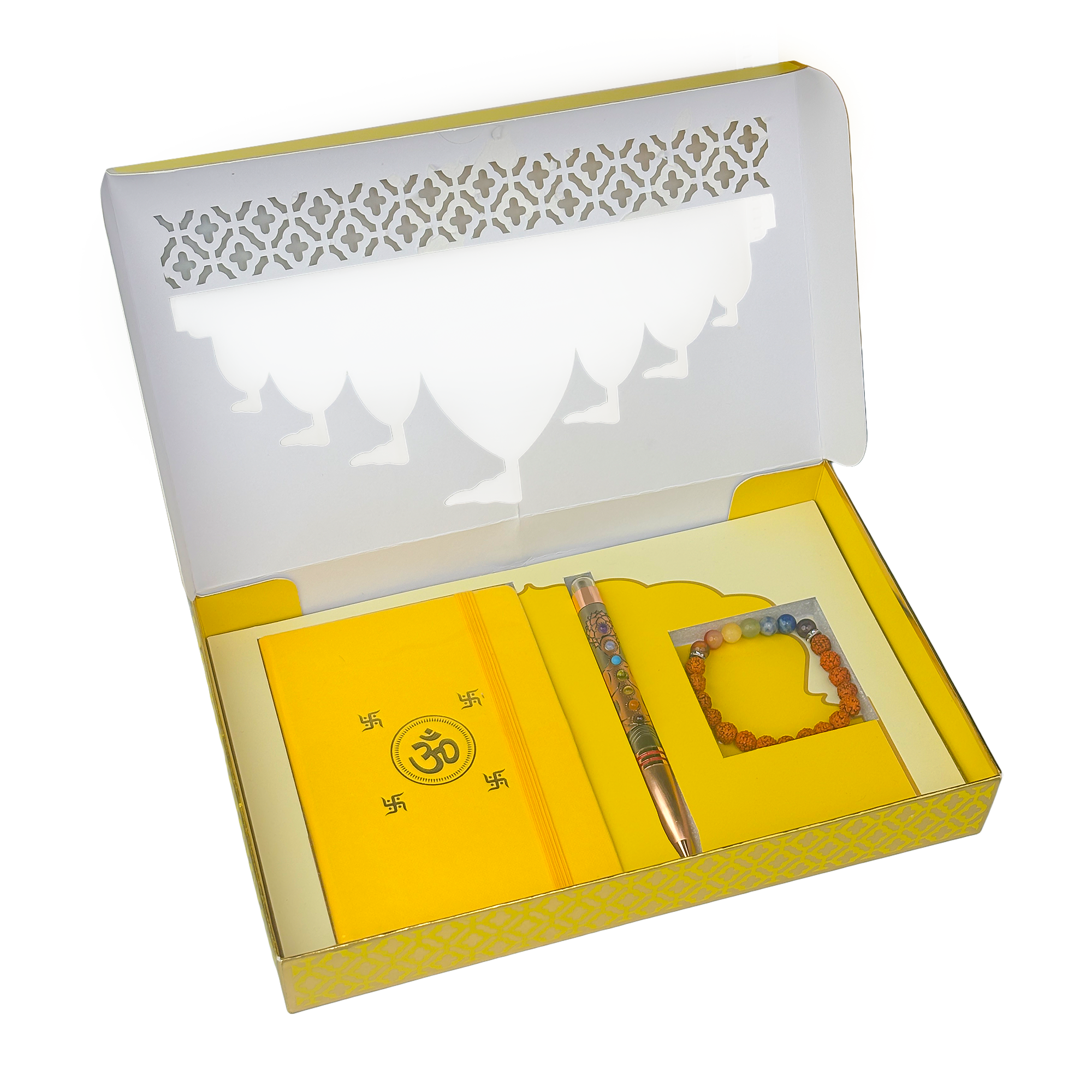 1614 7 Chakra Ball Pen Gift Set with Diary and Bracelet