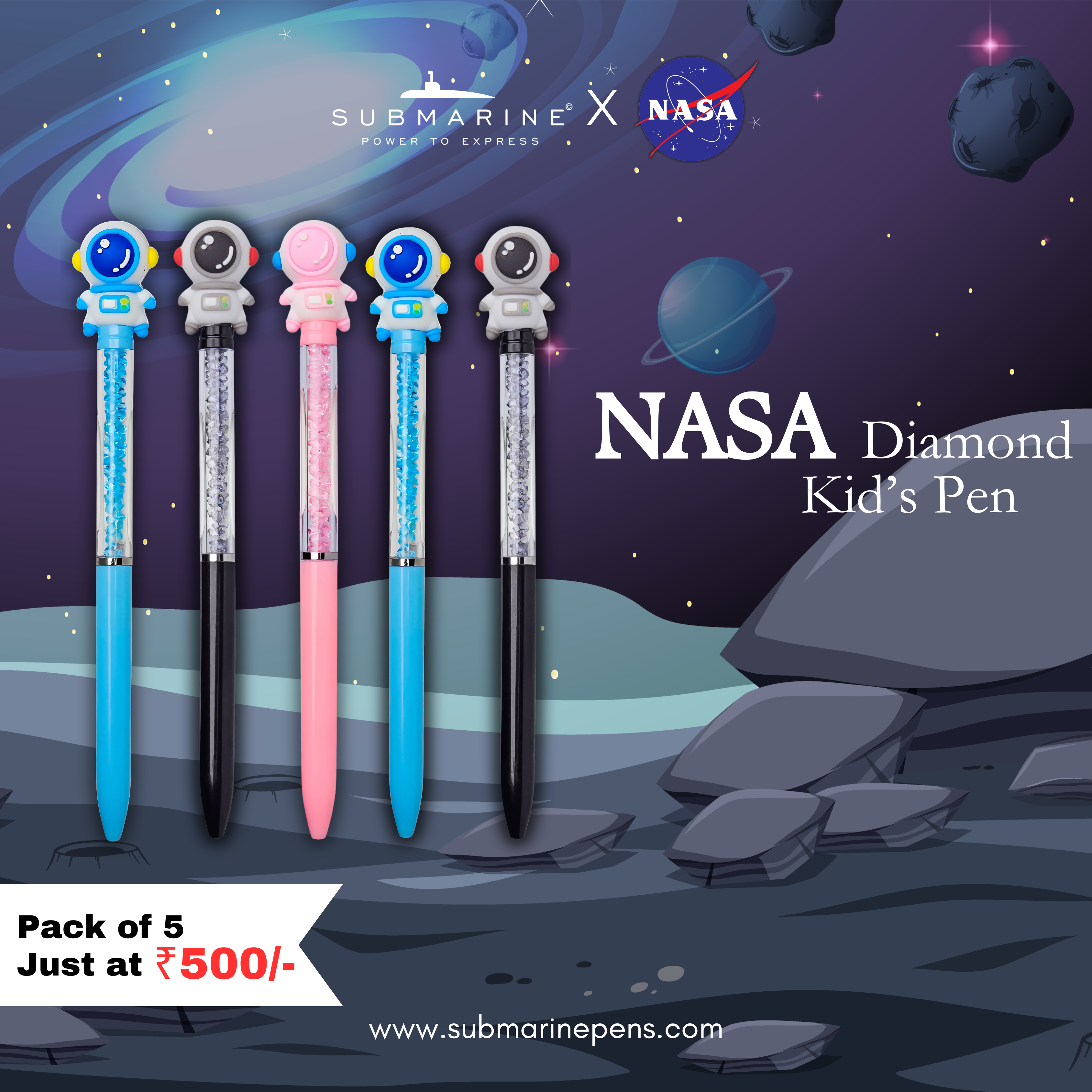 1613 Nasa Diamond Kids Pen Pack of 5